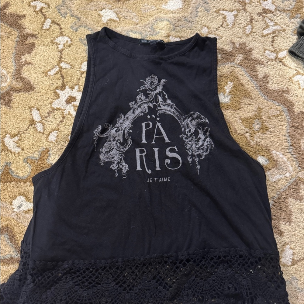 Truly Madly Deeply Black Crop Graphic Muscle Tee